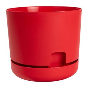 Oasis Self-Watering Planter with Saucer 10in - Plastic Red